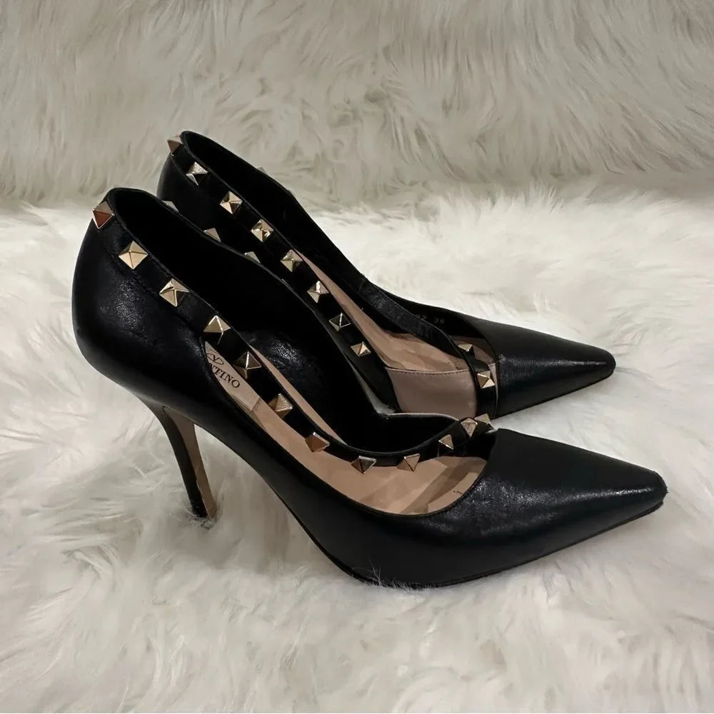 VALENTINO GARAVANI Nappa Rockstud Cross Strap d'Orsay Pumps